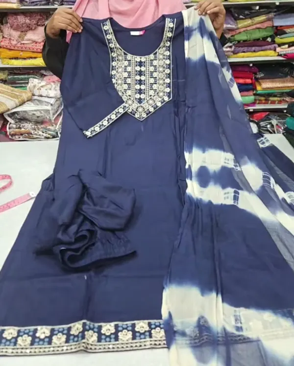Premium Rayon Straight Top Bottom Dupatta Set | TS3376